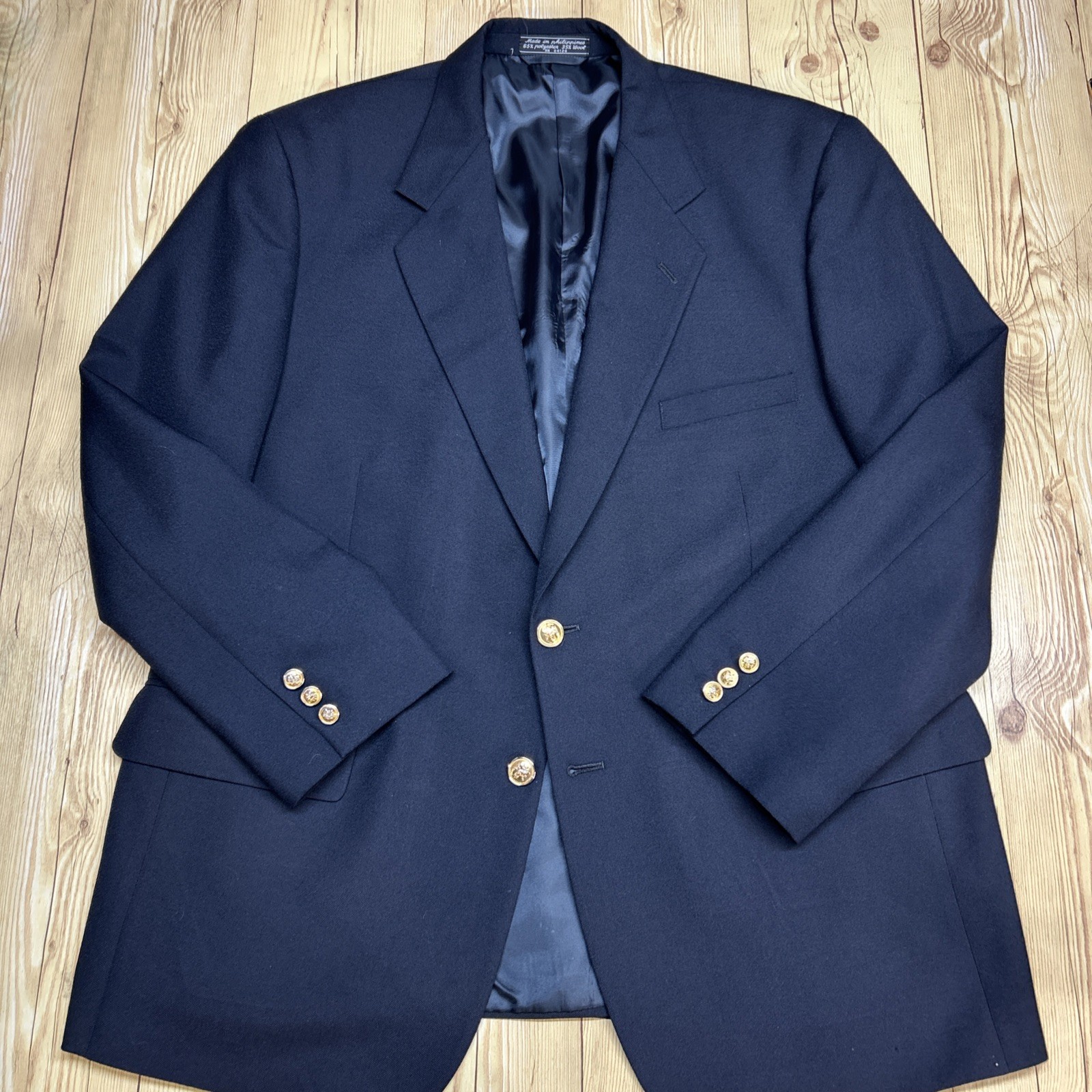 Gianelli Blazer Gold Button Wool Blend Classic Size 48R see measurements in pics