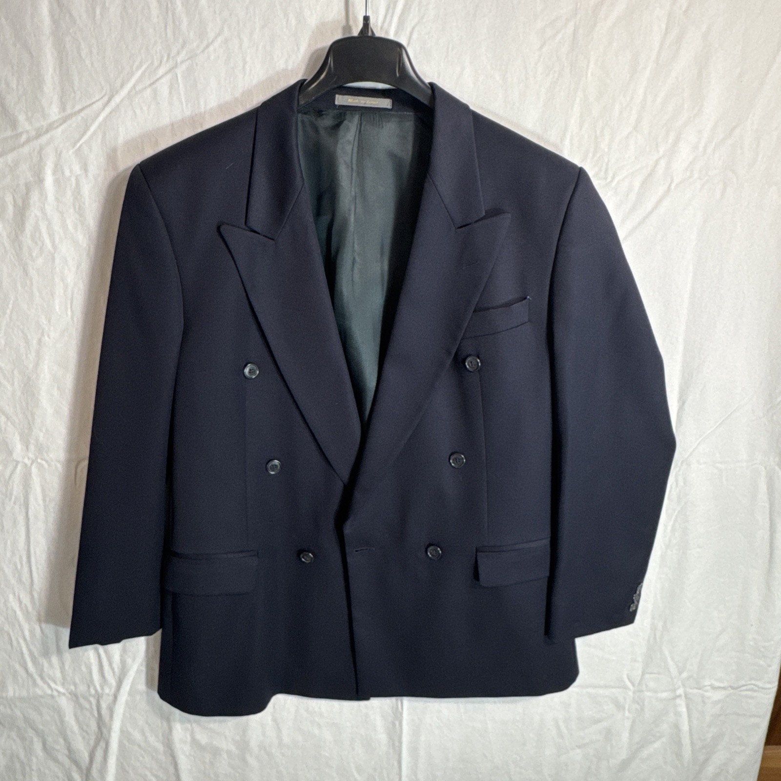 BAGIR Double Breasted 44R Slim Fit Navy 6 Button Italy Modesto Bertotto Blazer