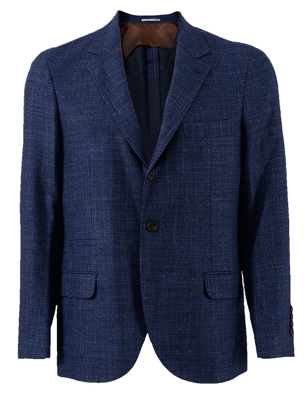 42 Brunello Cucinelli Blue Wool Blend Tweed Sport Coat Blazer Jacket Slim EU 52