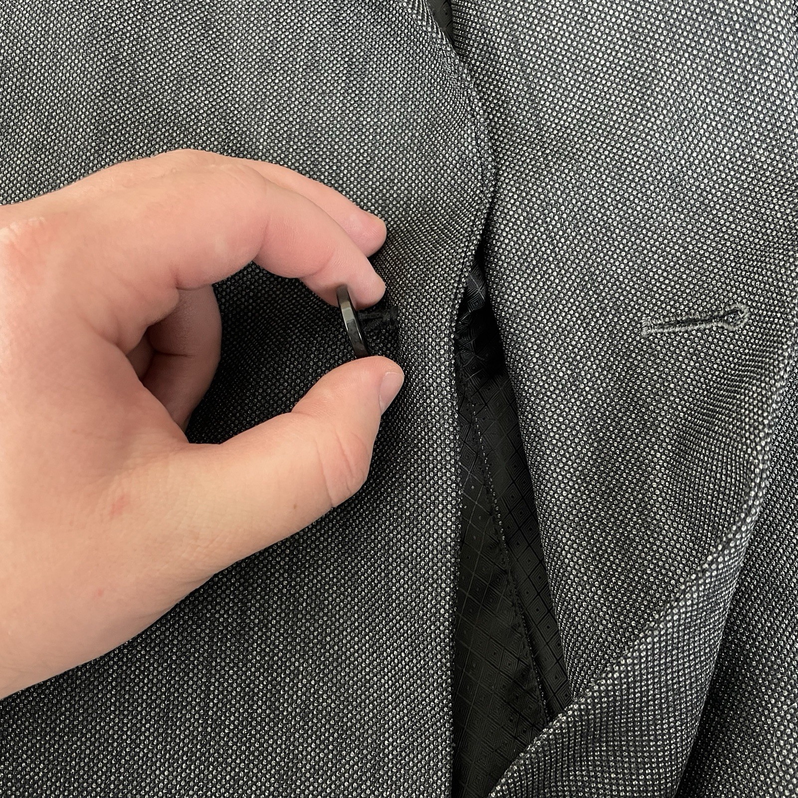 KS Signature Sport Coat Mens 66L Big Tall Gray Brown Green Polyester Two Buttons