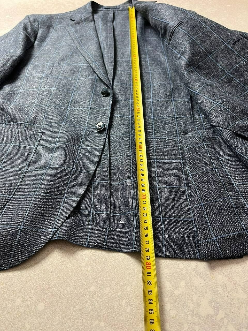DDP LBM 1911 Tailored Blue Check Patch Pocket Wool Linen Sportcoat Blazer