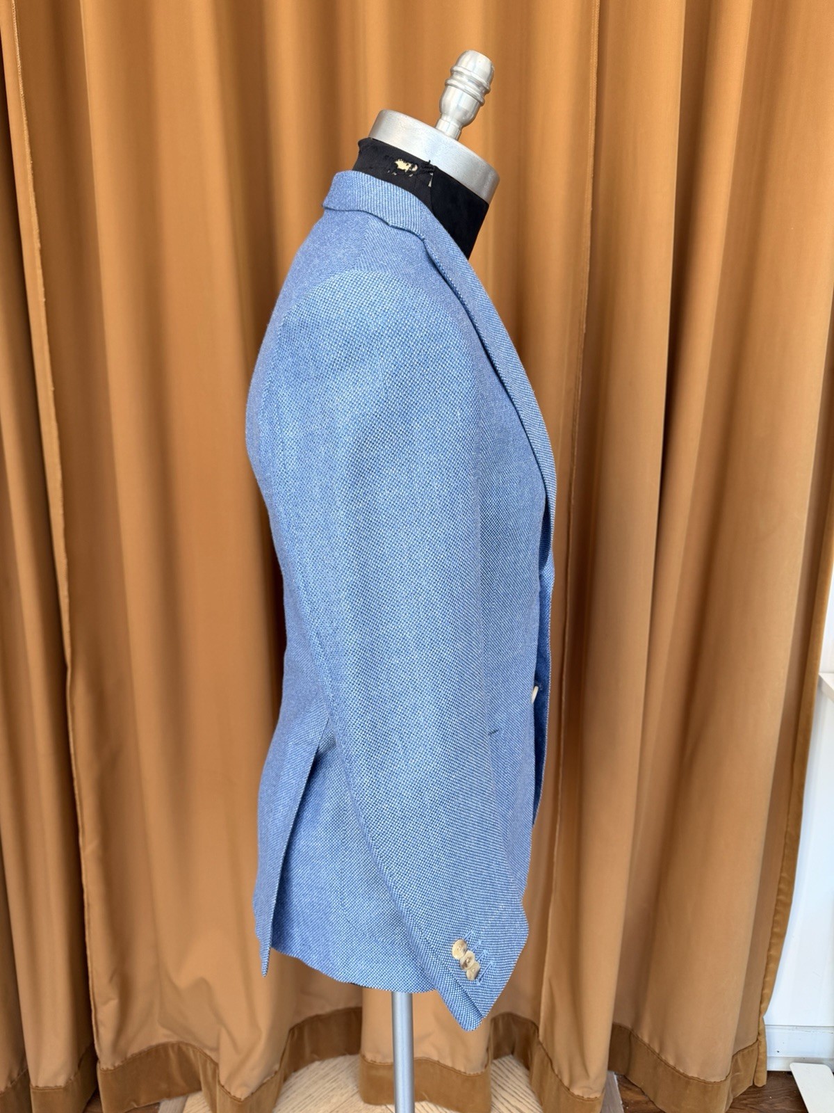 Samuelsohn sport coat 39R – Loro Piana Summertime Hop sack Fabric Bright Blue