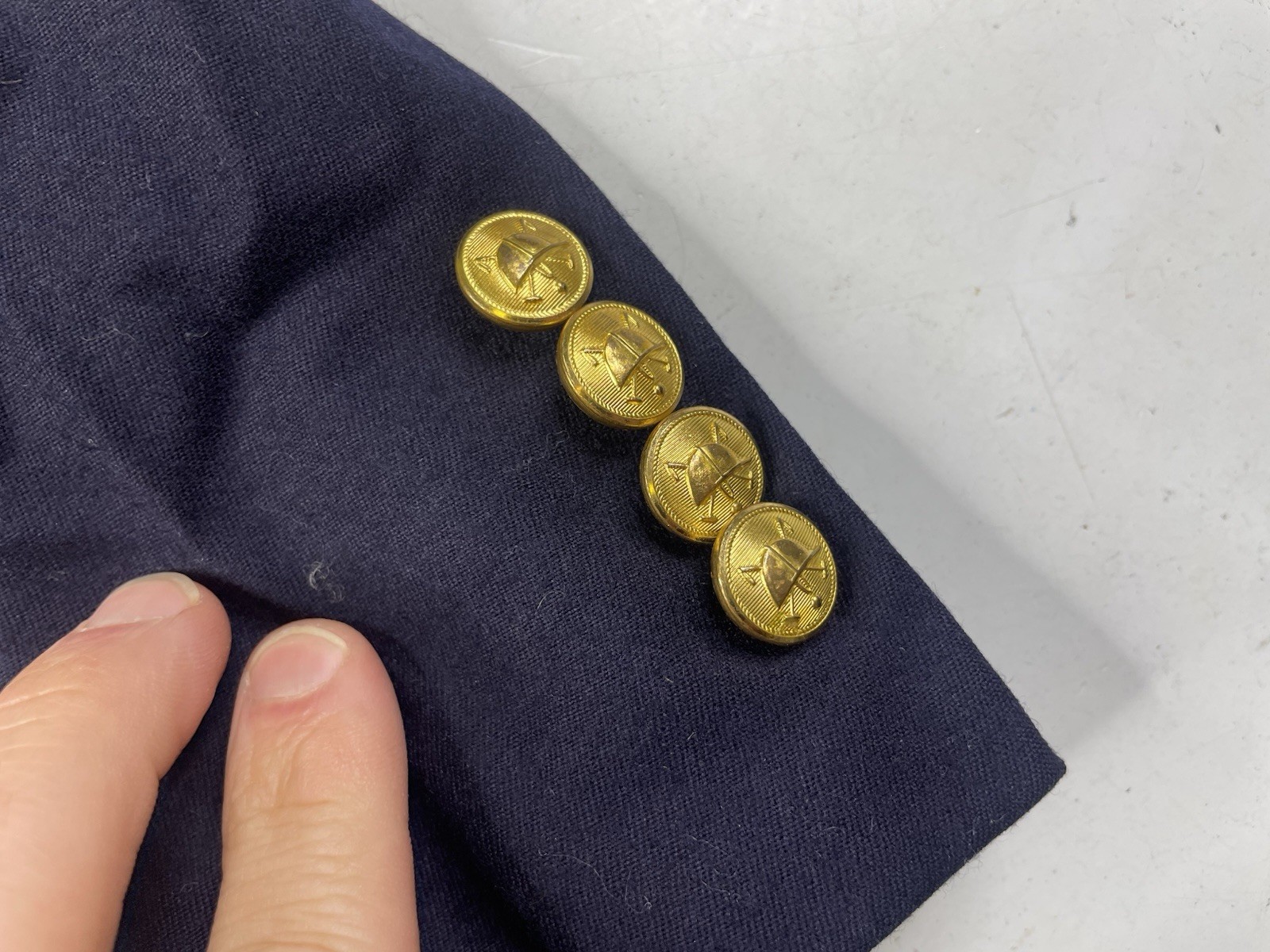 Vintage Polo Ralph Lauren Navy Blue Blazer Gold Buttons Wool Sport Coat Size 44L