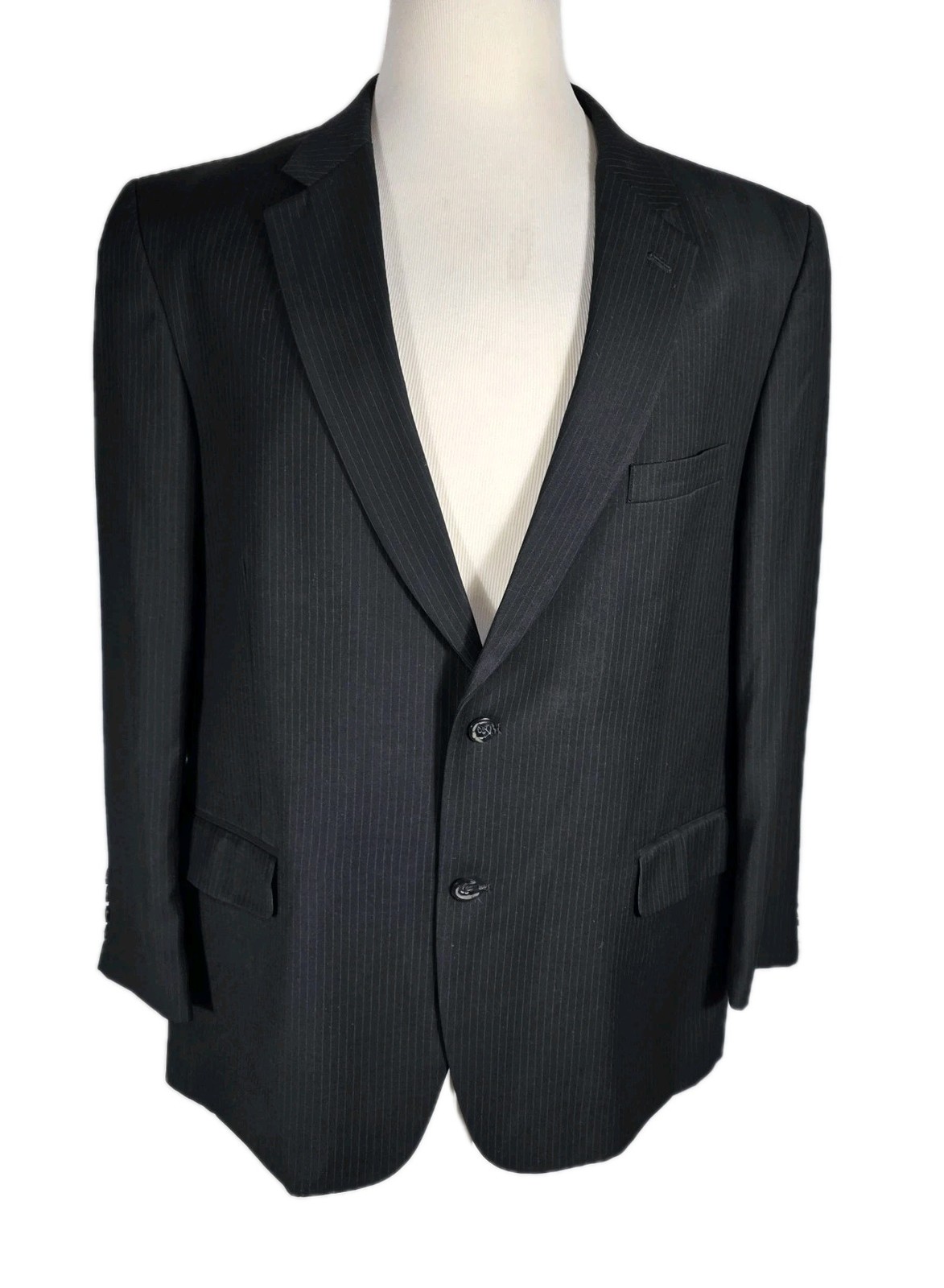 Bert Pulitzer Mens 48R Black Striped Poly Rayon Sport Coat S40