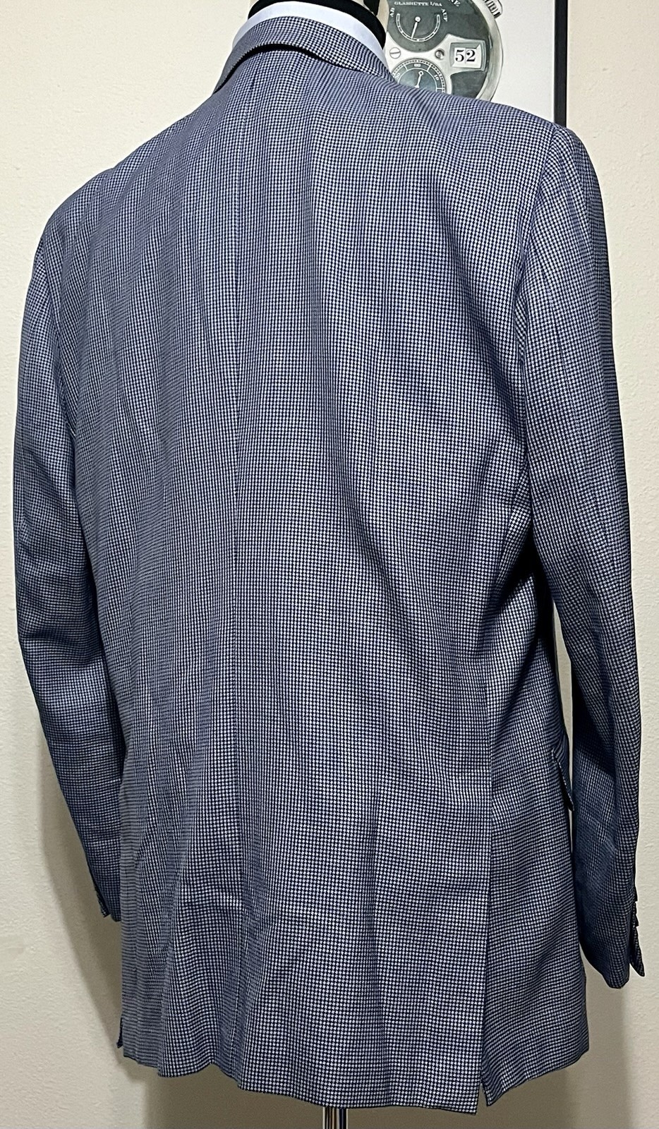 ERMENEGILDO ZEGNA – 46R – Blue Houndstooth Wool ‘10 Pockets Jacket’ Sport Coat