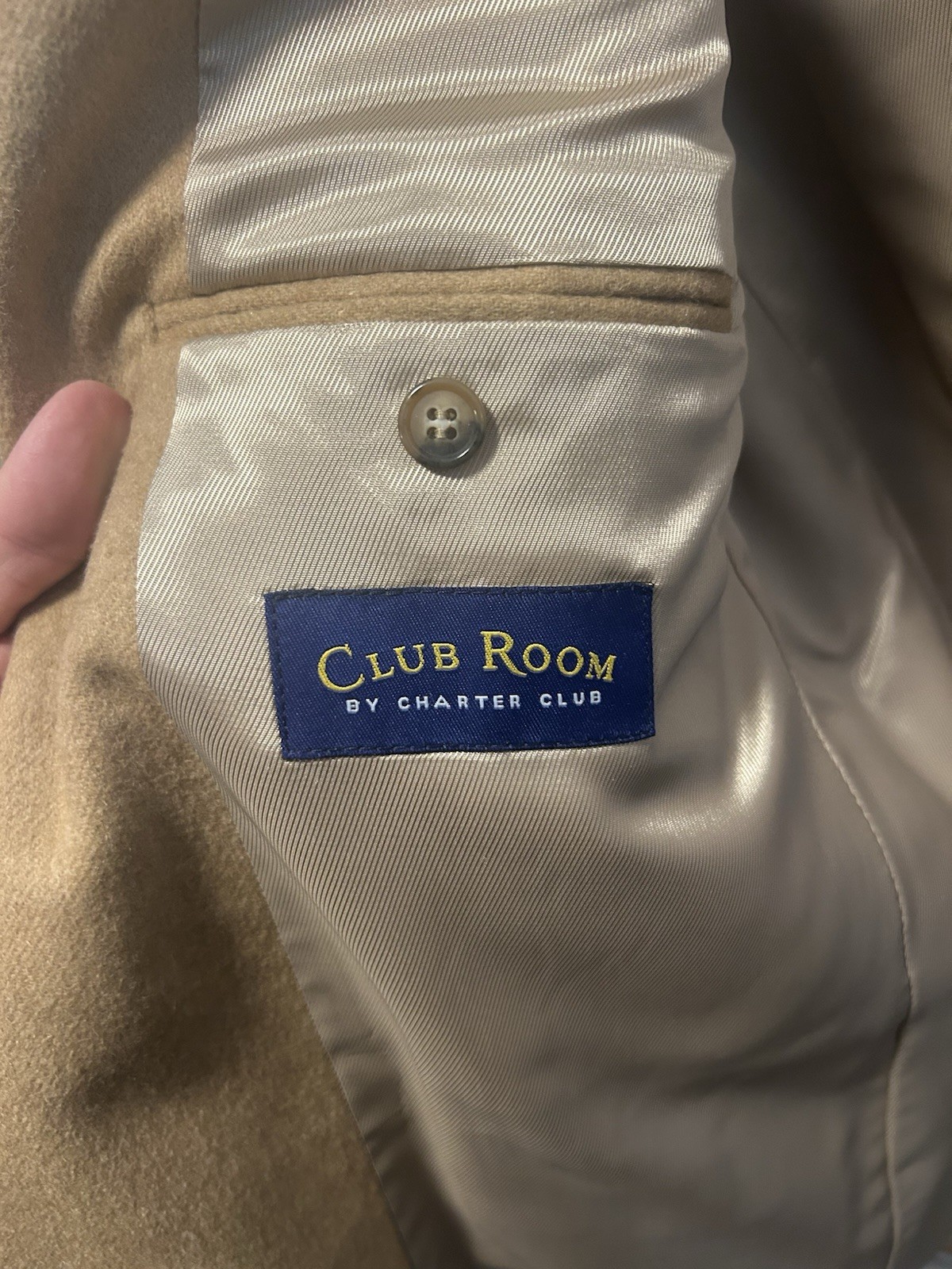 Club Room 100% Camel Hair Sport Coat Blazer 44R Tan Beige Made in Mexico 44 R
