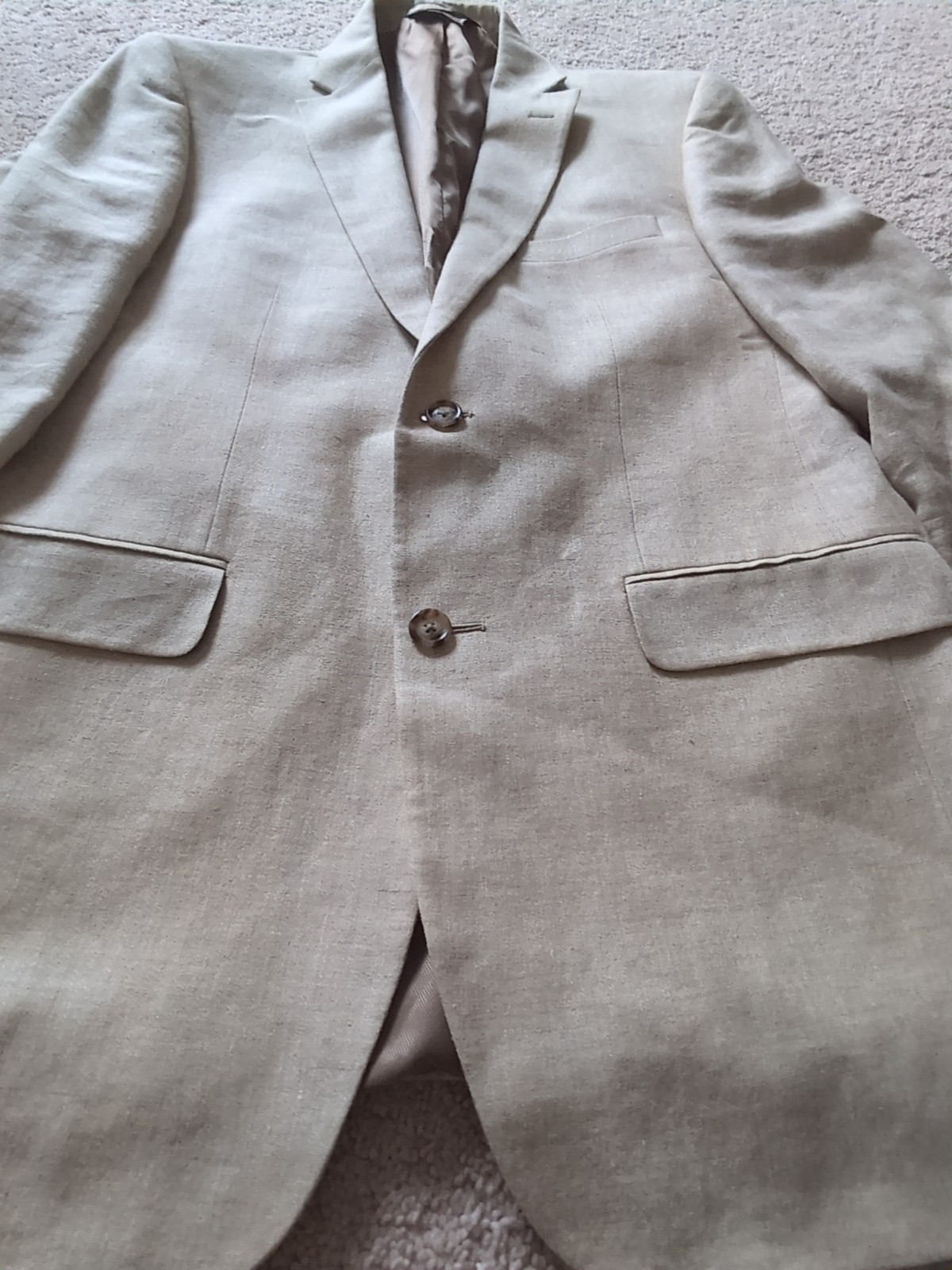 Jos A Bank 41L Executive Beige Jacket Linen Wool Suit Sport Coat Blazer 2-button