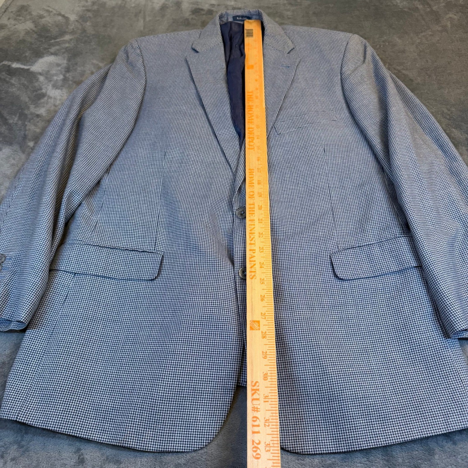 Turnbury Mens 44R Blazer Silk Wool Blue White Houndstooth Sport Coat S15ZT784619
