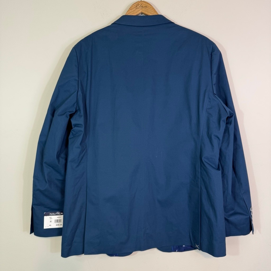 NAUTICA Modern-Fit Seasonal Cotton Stretch Suit Set Marine Blue 48L Blazer x 43W