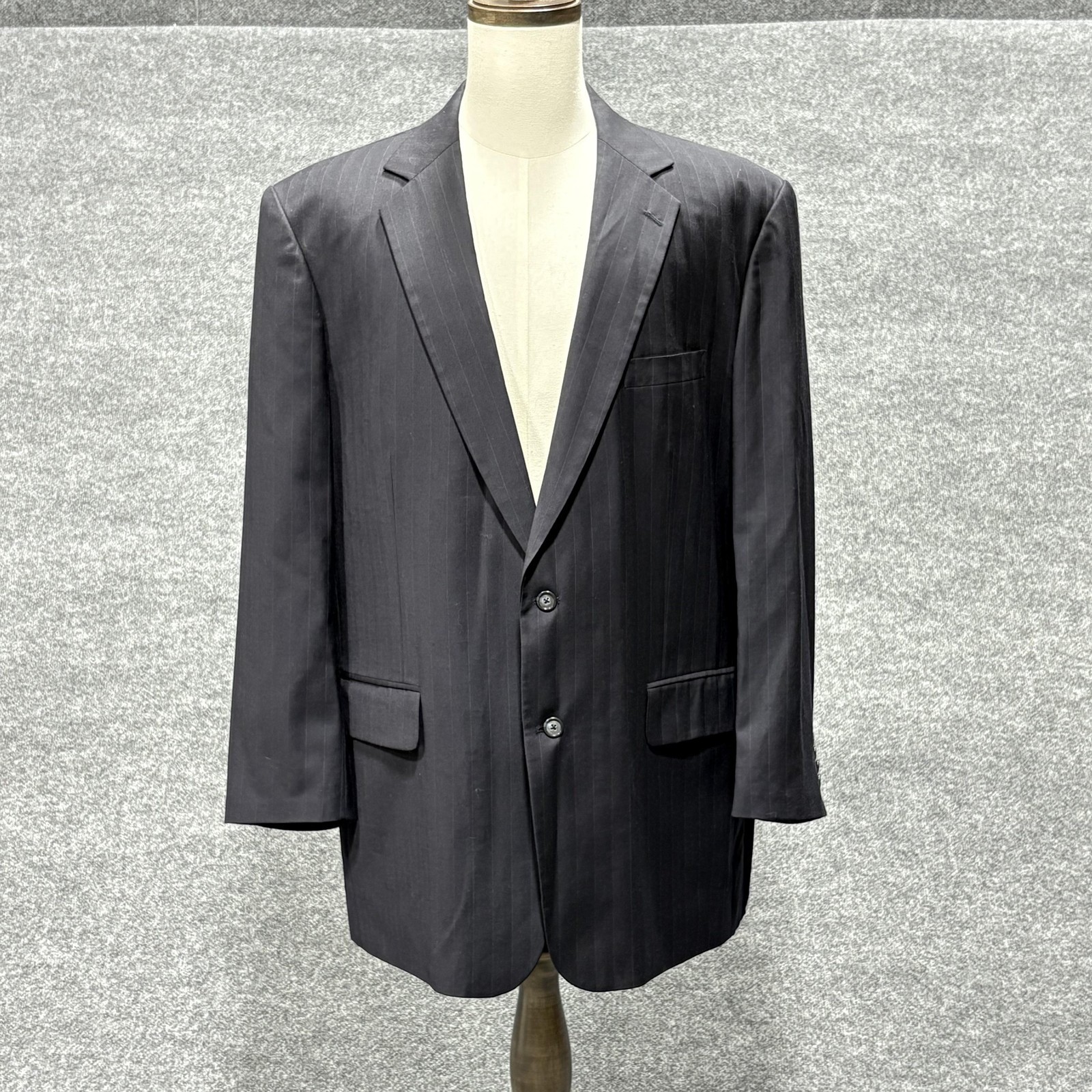 Hong Kong Grand Custom Clothes Blazer Mens 48 Charcoal Pinstripe 2 Button