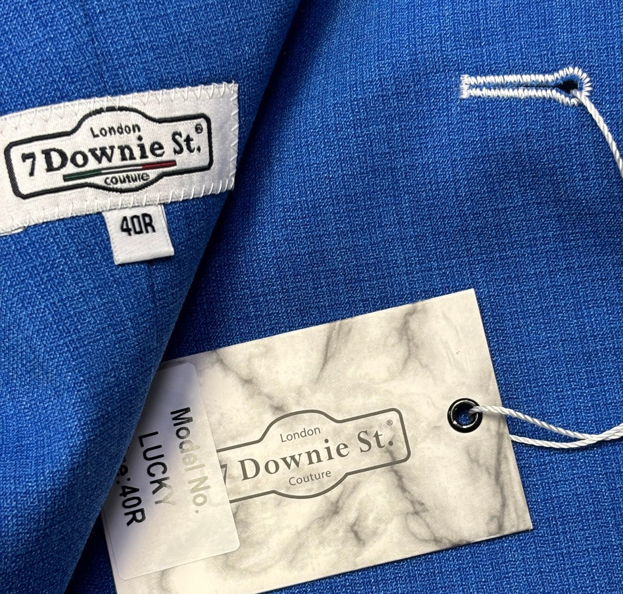 New 7 Downie St LUCKY Sport Coat Blazer Poly Rayon Men’s 40 R Royal Blue $598