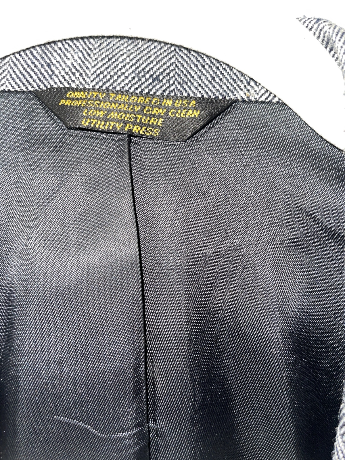 VTG Hunter Haig Jordan Marsh Mens Sz 42S Blazer Wool Dark Blue Gray Knit