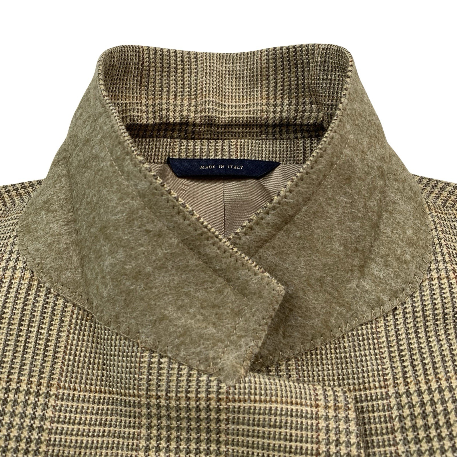 Mens 48 L Brooks Brothers ITALY Harvest Brown Glen Plaid Soft Knit Tweed Blazer