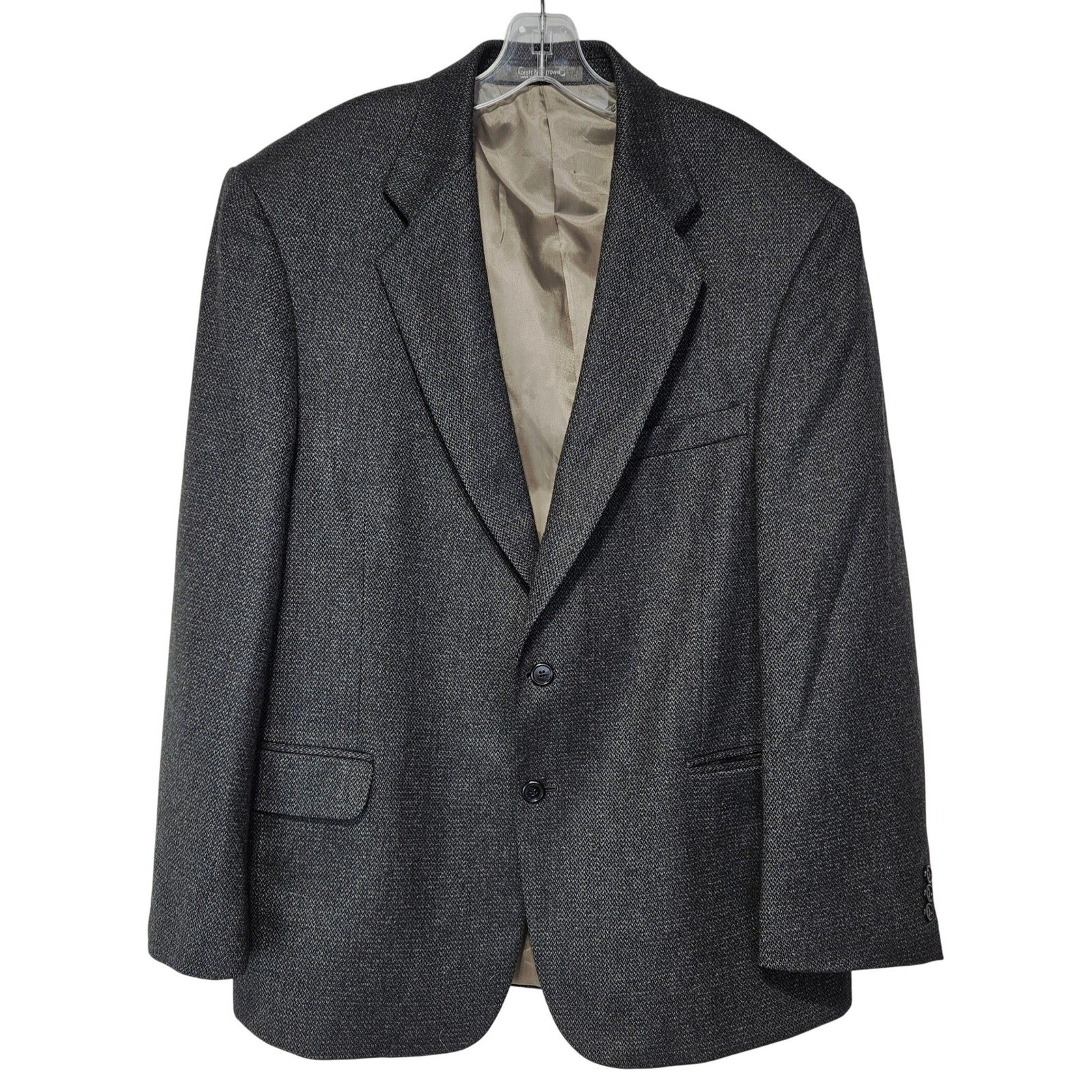 Croft & Barrow Mens Brown Black 100% Lambswool 2-Button Blazer 44R Dark Academia