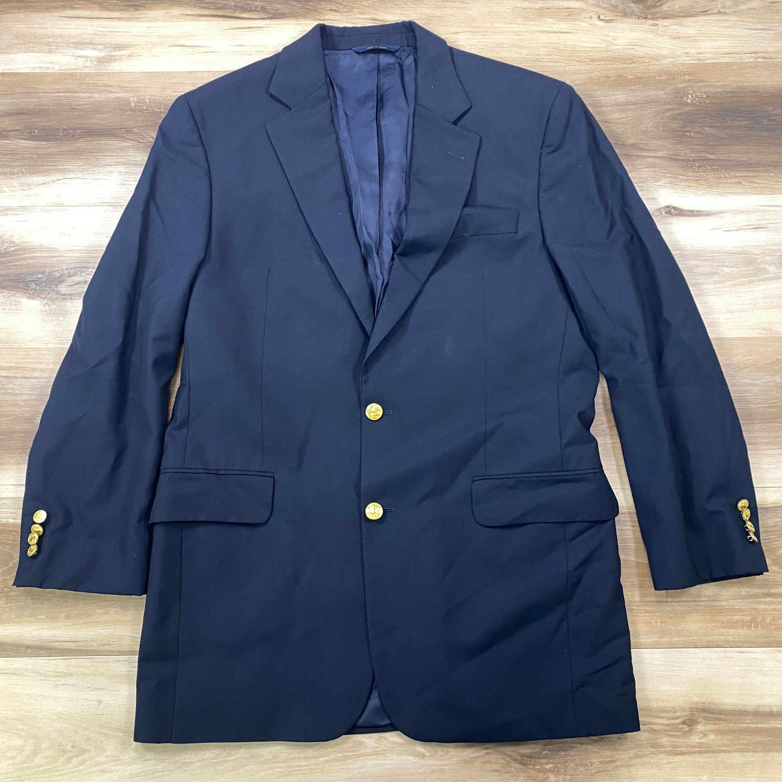 Brooks Brothers Blazer Men 40L Heritage Loro Piana Wool Classic Navy Gold Button