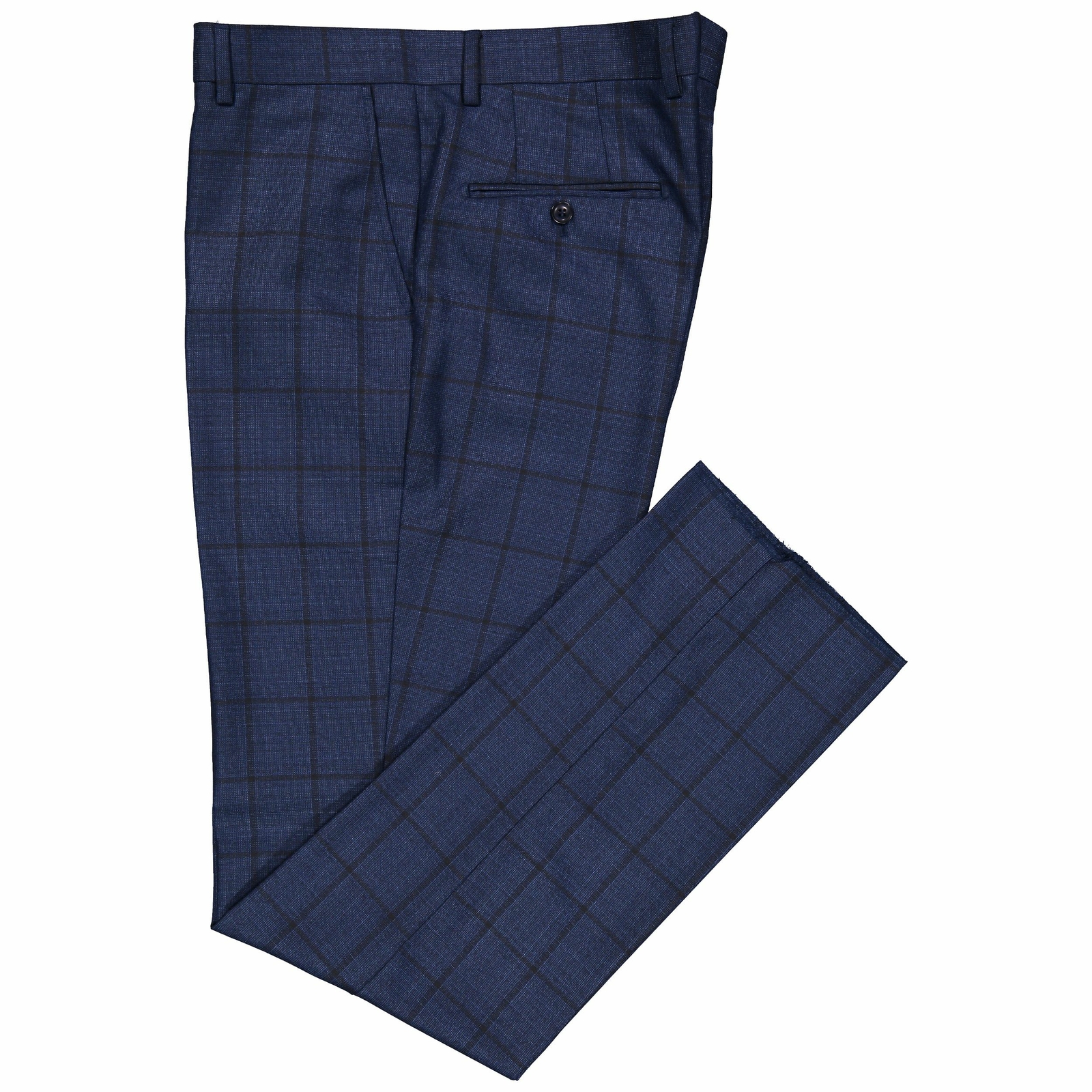 Alberto Cardinali Men’s Medium Blue Windowpane Plaid 2 Button Slim Fit Suit NEW