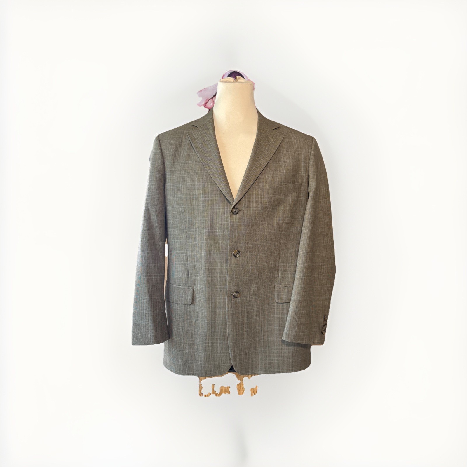 44L Vintage Alan Flusser Made In Jordan Sport Cost Suit Jacket Tan