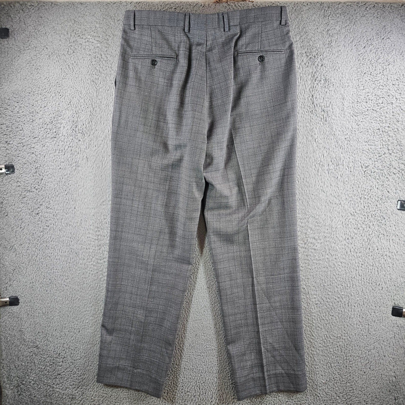 Hart Schaffner Marx Mens 41L 3 Piece Suit Grey Plaid Worsted Wool 35×30 Pants