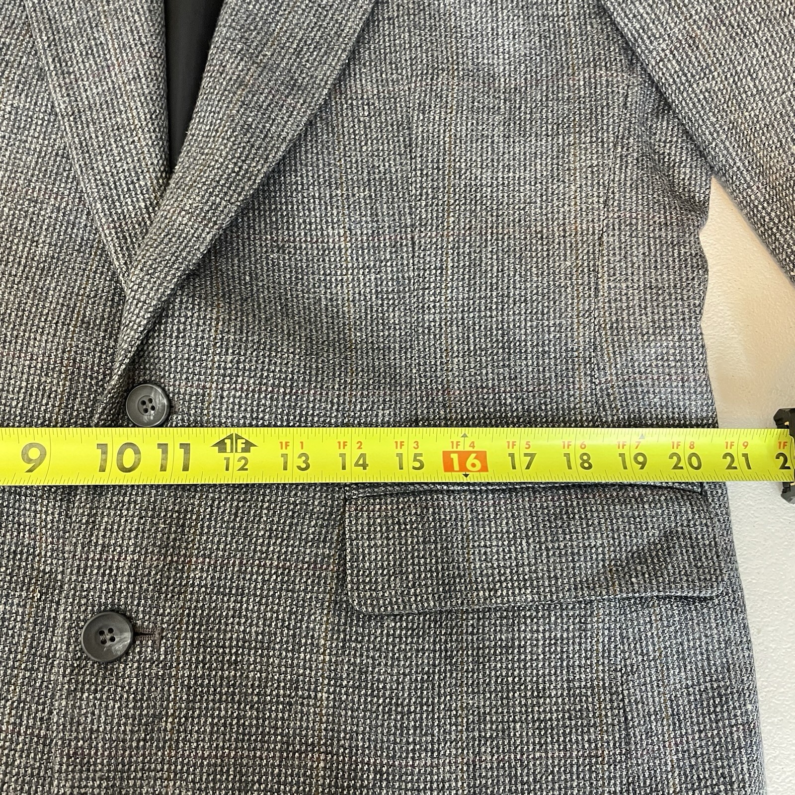Haggar Sport Coat Mens 40S Blue Tawny Brown Purple Windowpane Wool USA Made