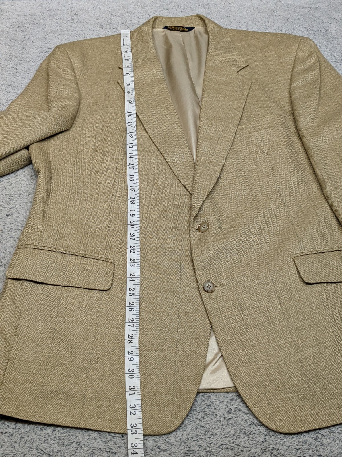 Vintage Brooks Brothers Herringbone Wool Blazer Plaid 46R Sport Coat USA Preppy