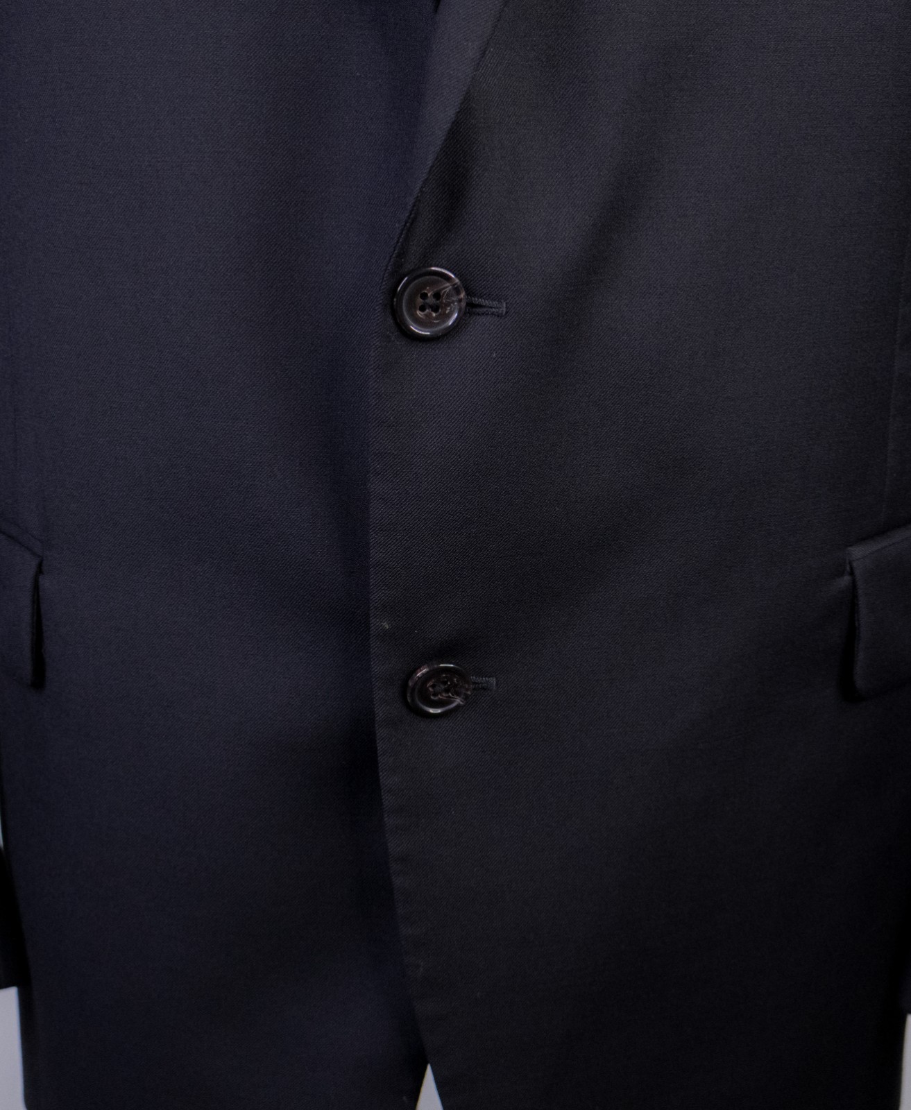 Ralph Lauren Solid Black Suit Jacket Sport Coat Blazer Two Button Sz 46L Wool