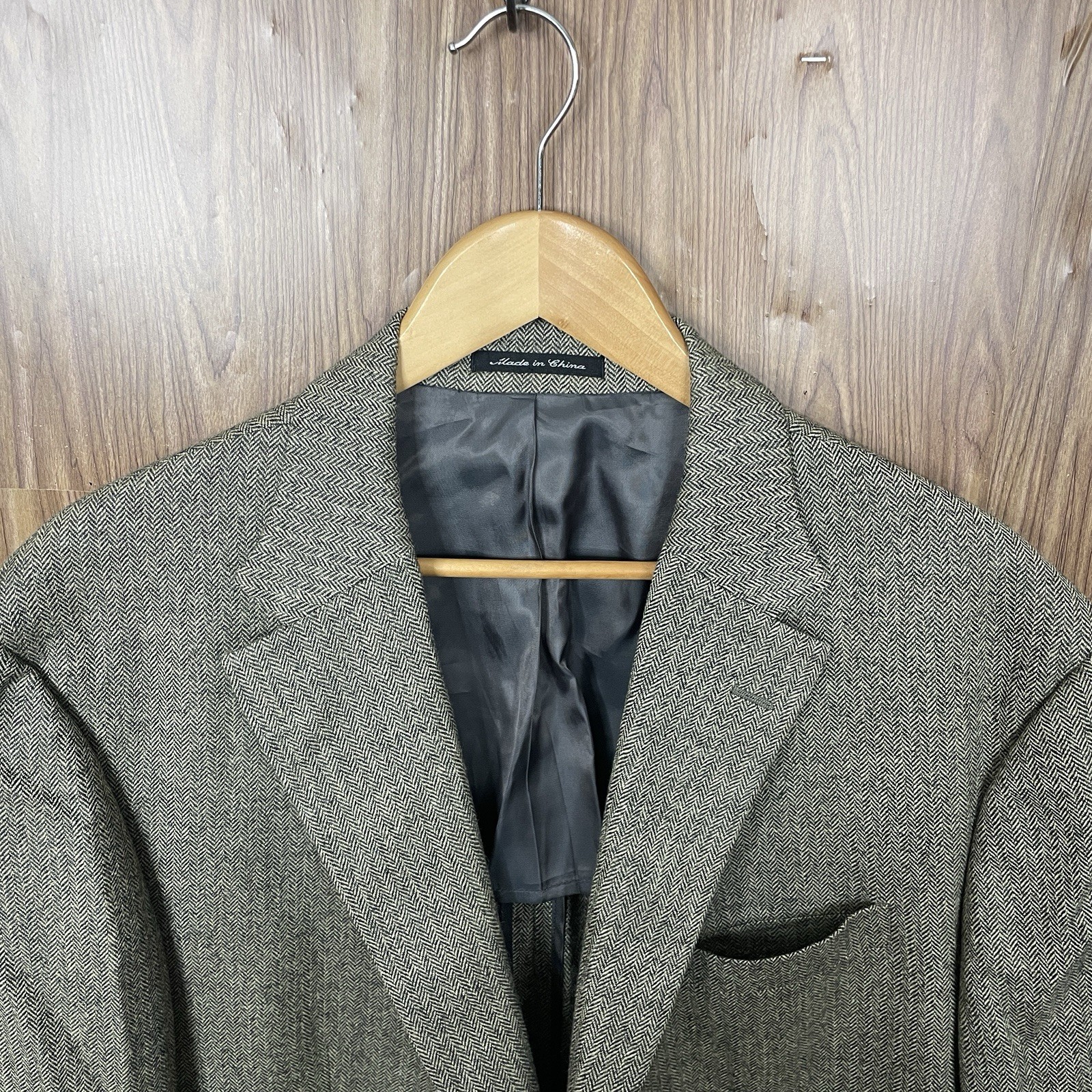 Austin Reed Sport Coat Mens 48L Brown Multicolor Herringbone Wool Double Vented