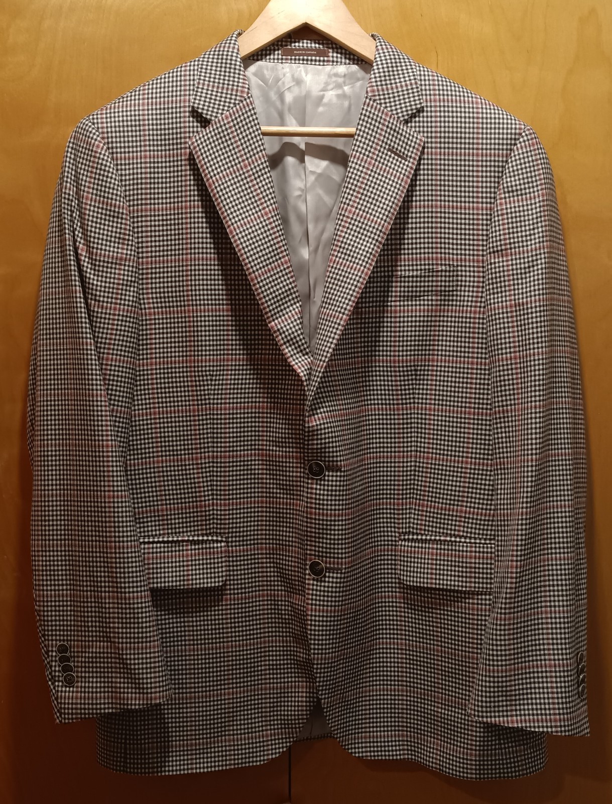 Peter Millar Canada Union Made Wool Silk Linen Blazer Windowpane 42R Sport Coat