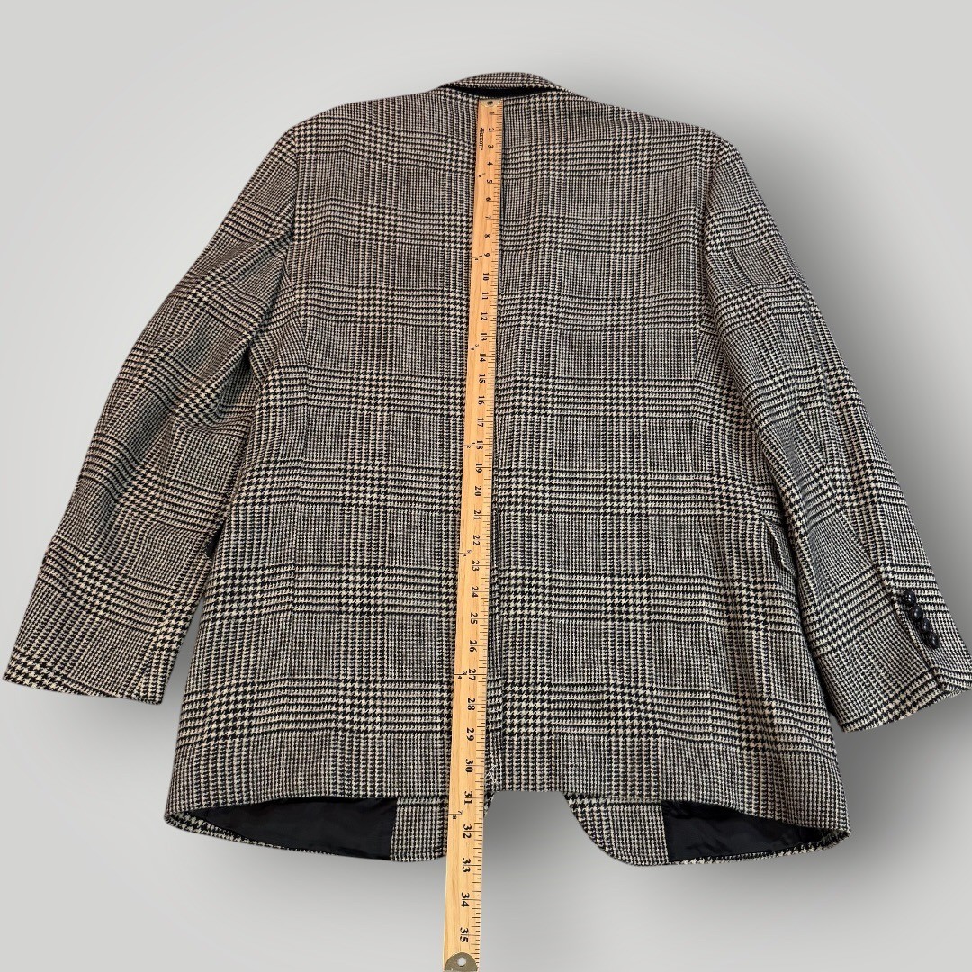 Brooks Brothers Mens 42R Wool Glen Plaid Blazer Sport Coat Made in Italy Black