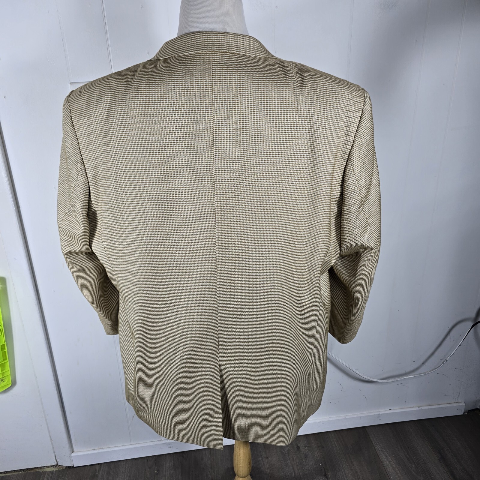 Gerald Austin Mens 50S Biege Shades Small Check Poly Rayon Sport Coat R11