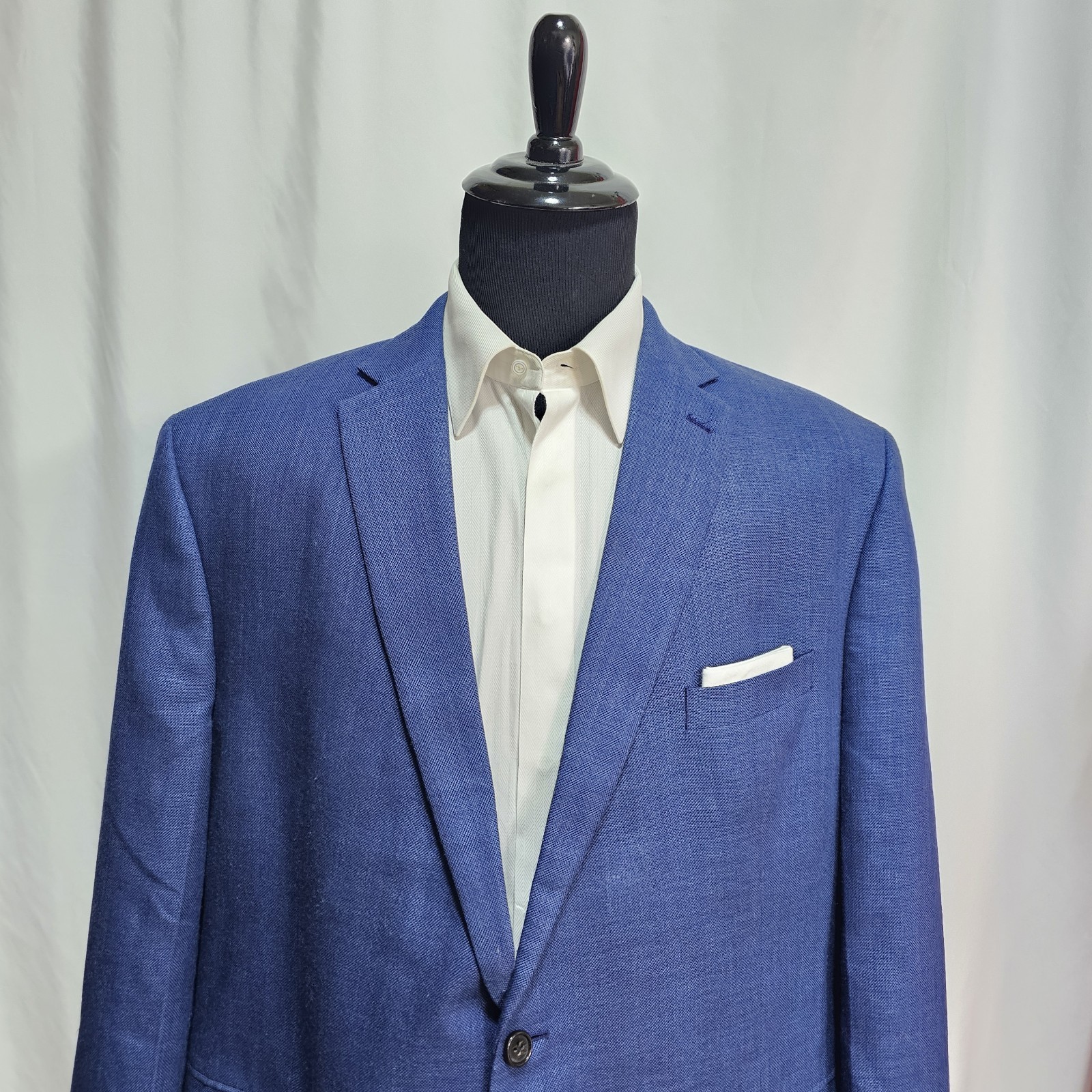 Ralph Lauren LRL Blazer Men’s 52R Sport Coat Jacket Polyester Linen Blend Blue