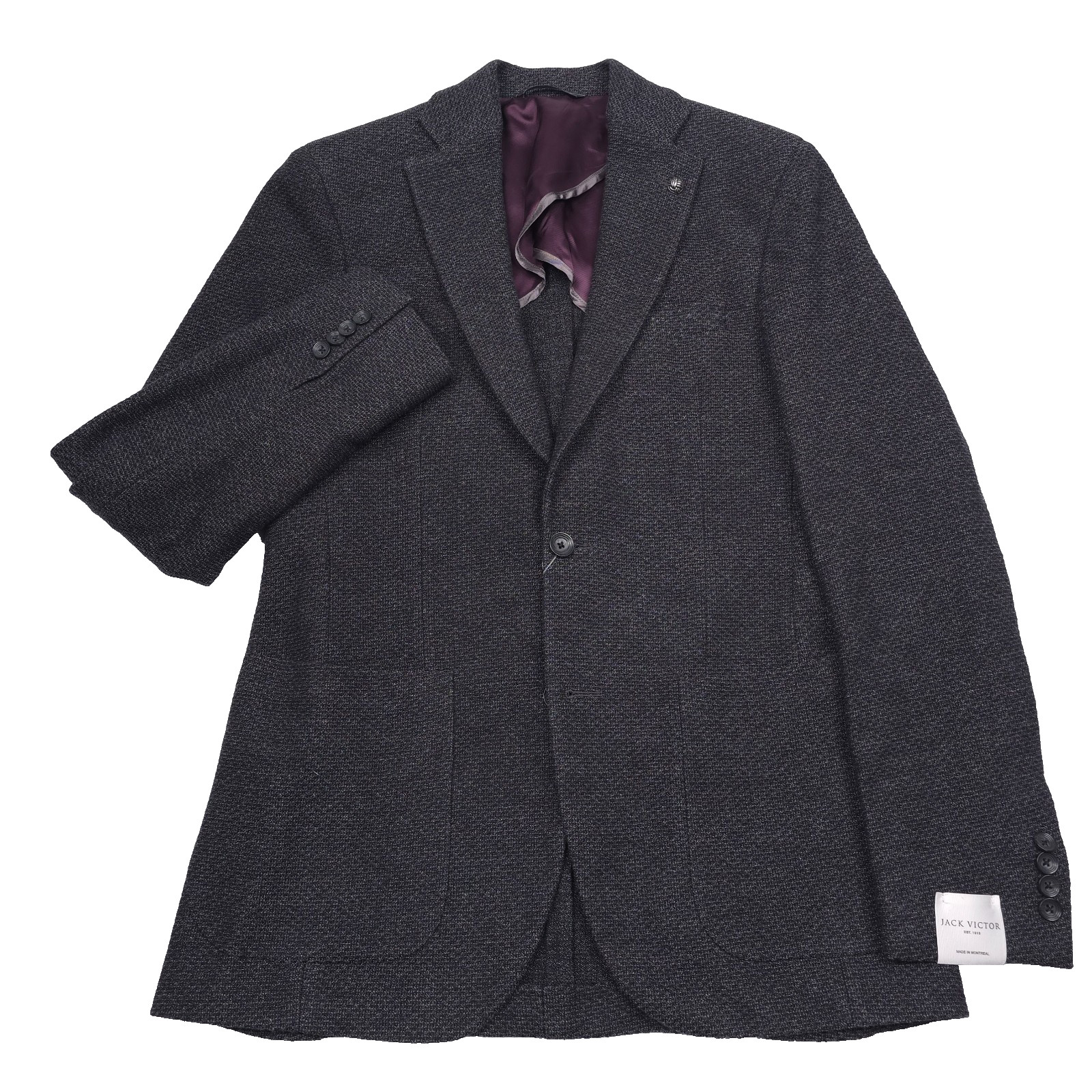 Jack Victor Hampton Sport Coat Mens 38R Textured Jersey Gray Blazer Jacket