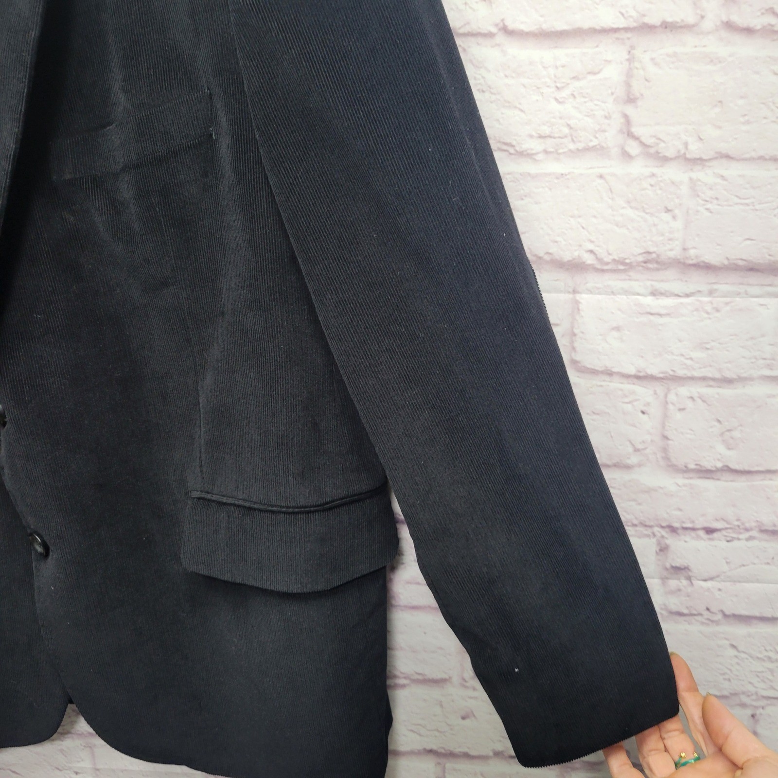 VTG Stafford Corduroy Black Sport Coat 46S Preppy Dark Academia Retro Business