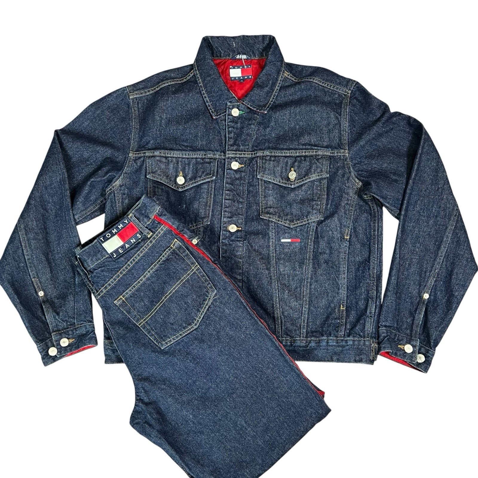 Vintage Tommy Hilfiger Men’s Blue Denim Jacket & Pants Set Size L / 30×34