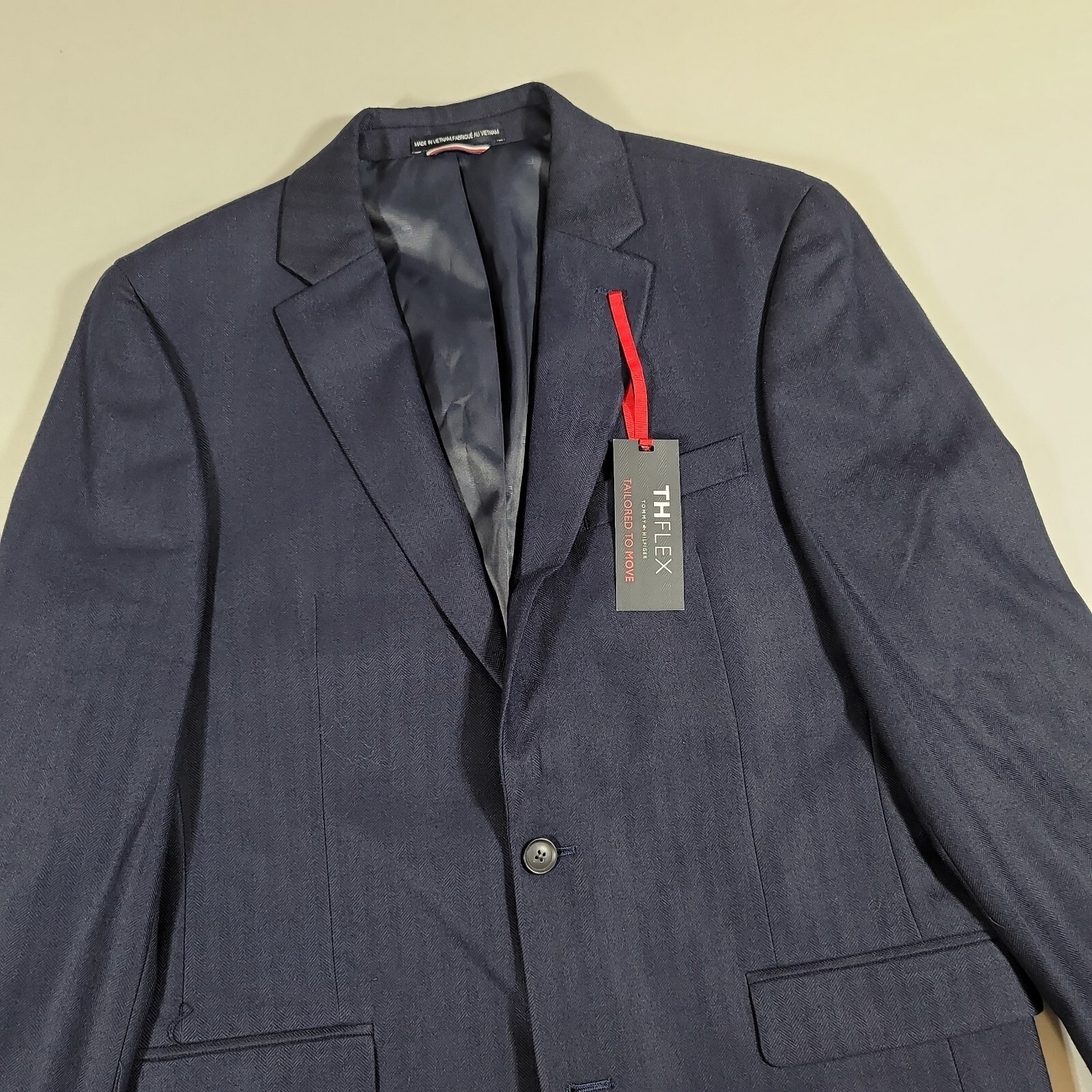 Tommy Hilfiger Trevor Sport Coat Mens 40L 40 Navy Blue Stretch Blazer $295 NEW
