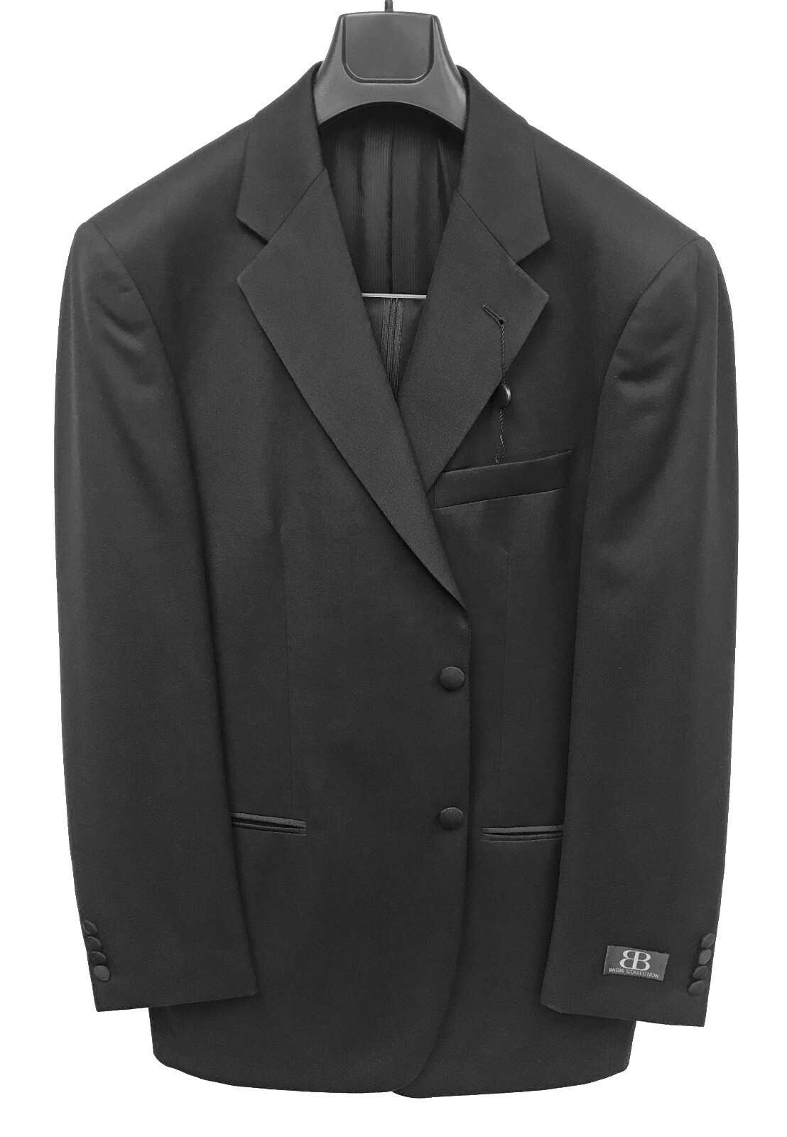 New Men’s Bagir Collection Black Tuxedo / Suit with Flat Front Pants 40R 34W