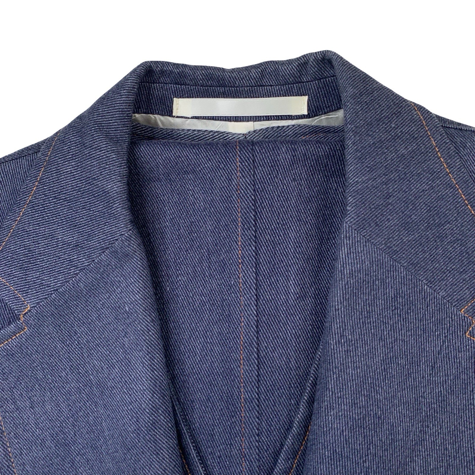 1970s Custom 40 R D’Camm LTD Blue Denim Cotton 3pc Patch Pocket Suit Made USA