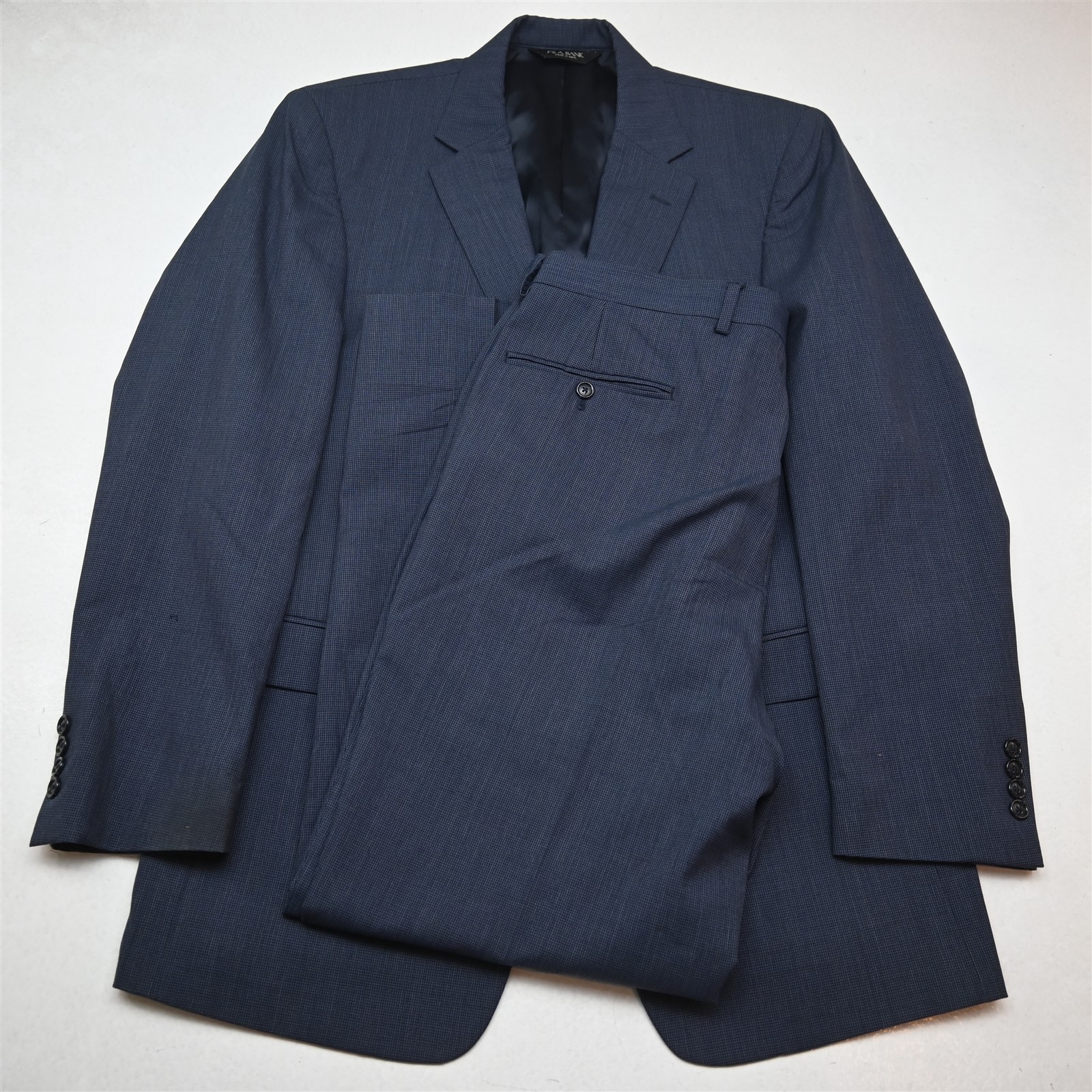 Jos A Bank 41L 36×30 Blue Houndstooth 100% Wool Mens Jacket Pants Suit