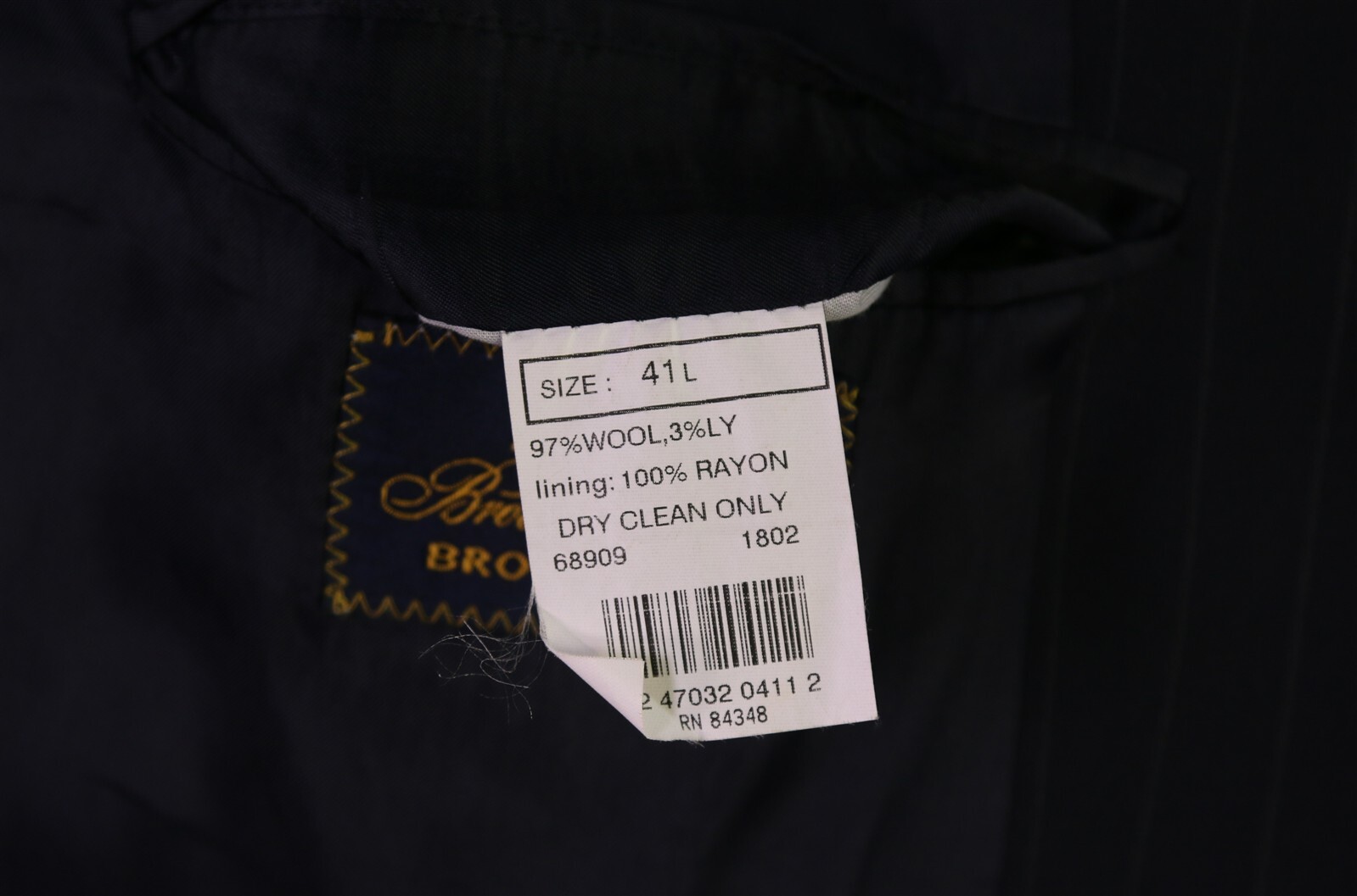 Brooks Brothers Navy Blue Chalkstripe Striped 2-Btn Wool Stretch Suit 41L 42L