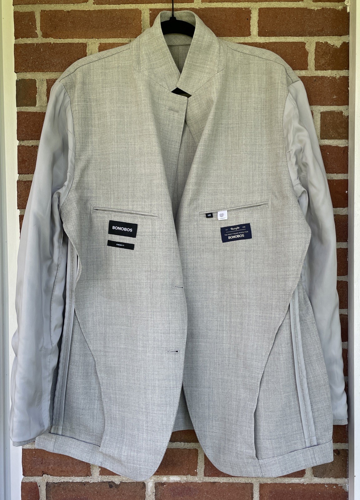 Bonobos Jetsetter Unconstructed Italian Wool Blazer Men 44R Light Gray Standard