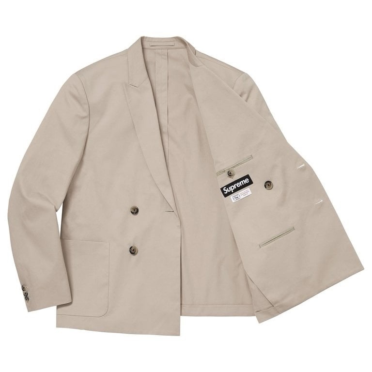 Supreme x Sea Island Cotton Suit Tan Double-Breasted 2-Piece SS26 Size Large