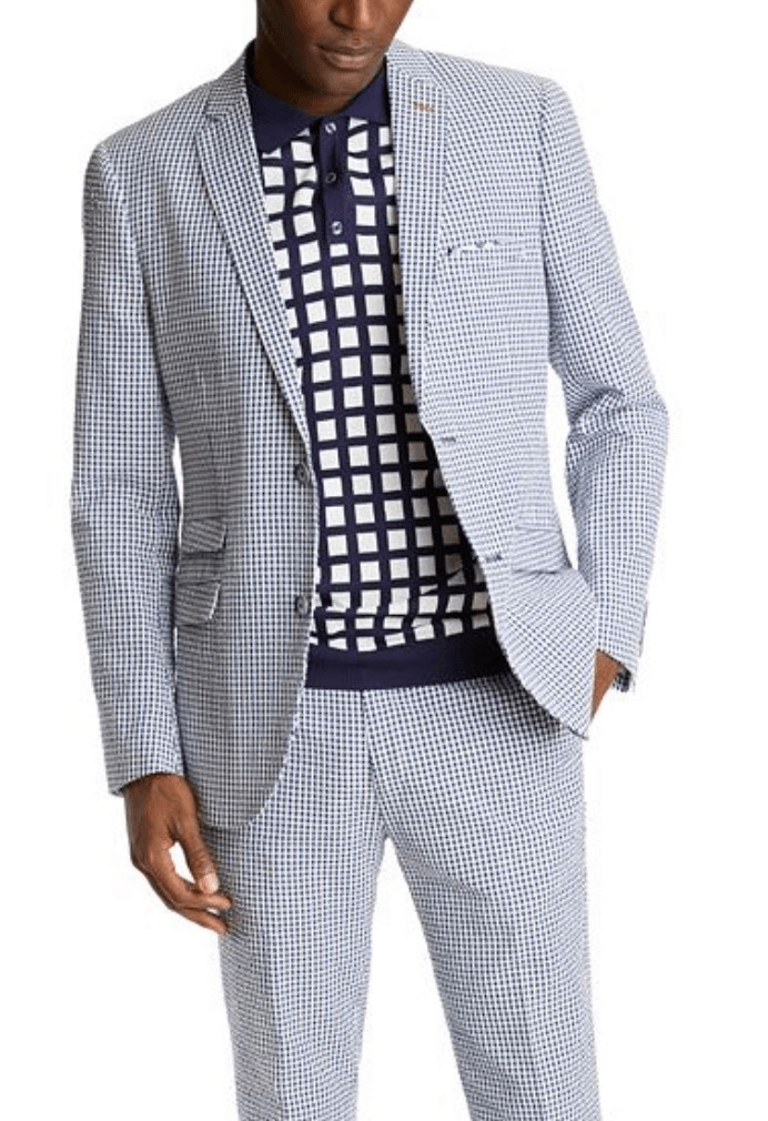 Paisley & Gray Slim Fit Navy/white Gingham Check Suit Seperate Coat NWT 34R