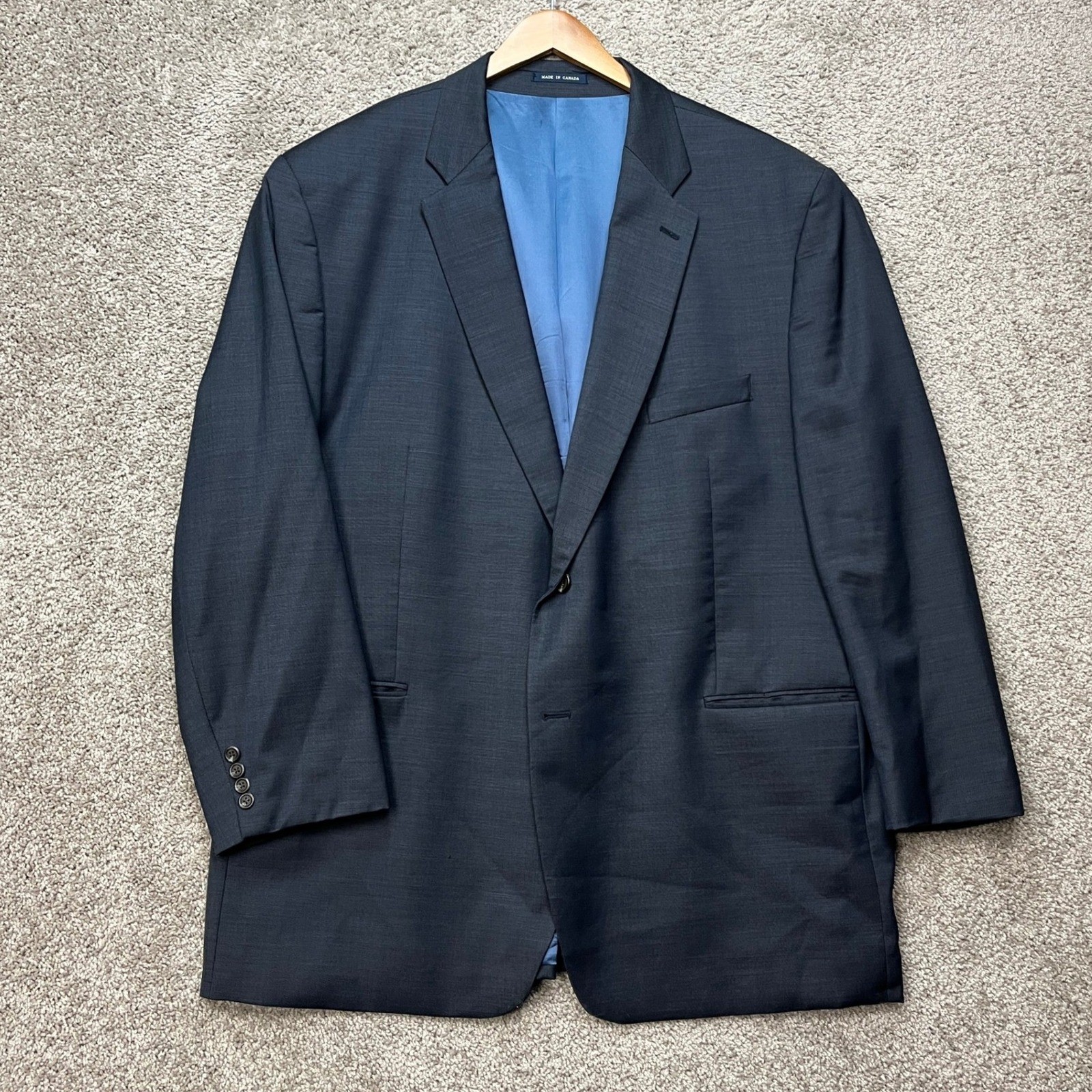 Ralph Lauren Sport Coat Mens 54L Navy Blue Micro Check Wool Cashmere Blazer