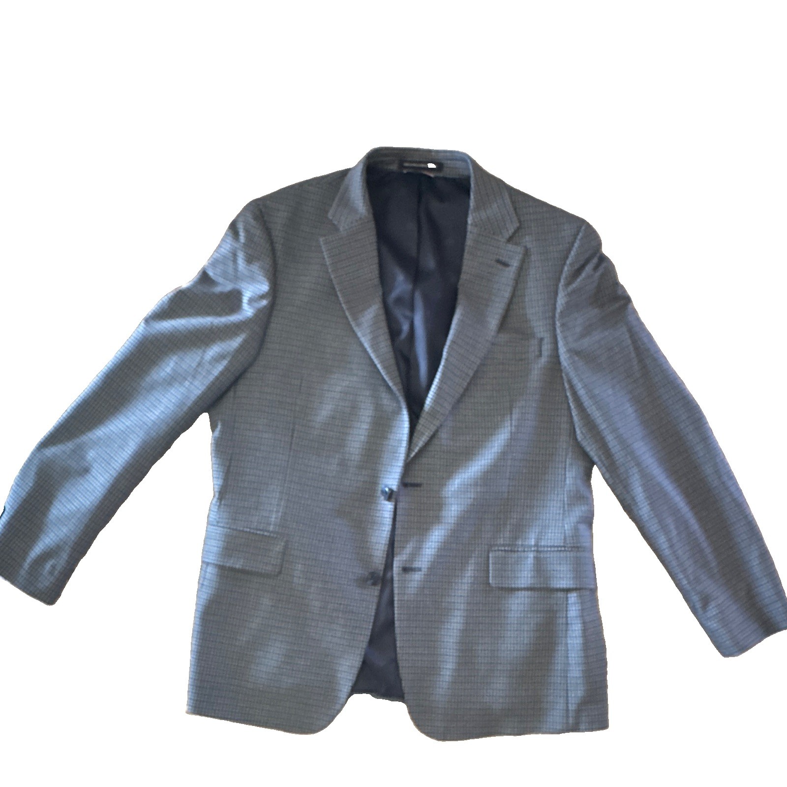 Tommy Hilfiger Men’s Gray/Blue Check 2-Button Blazer Notch Lapel 42R 42″