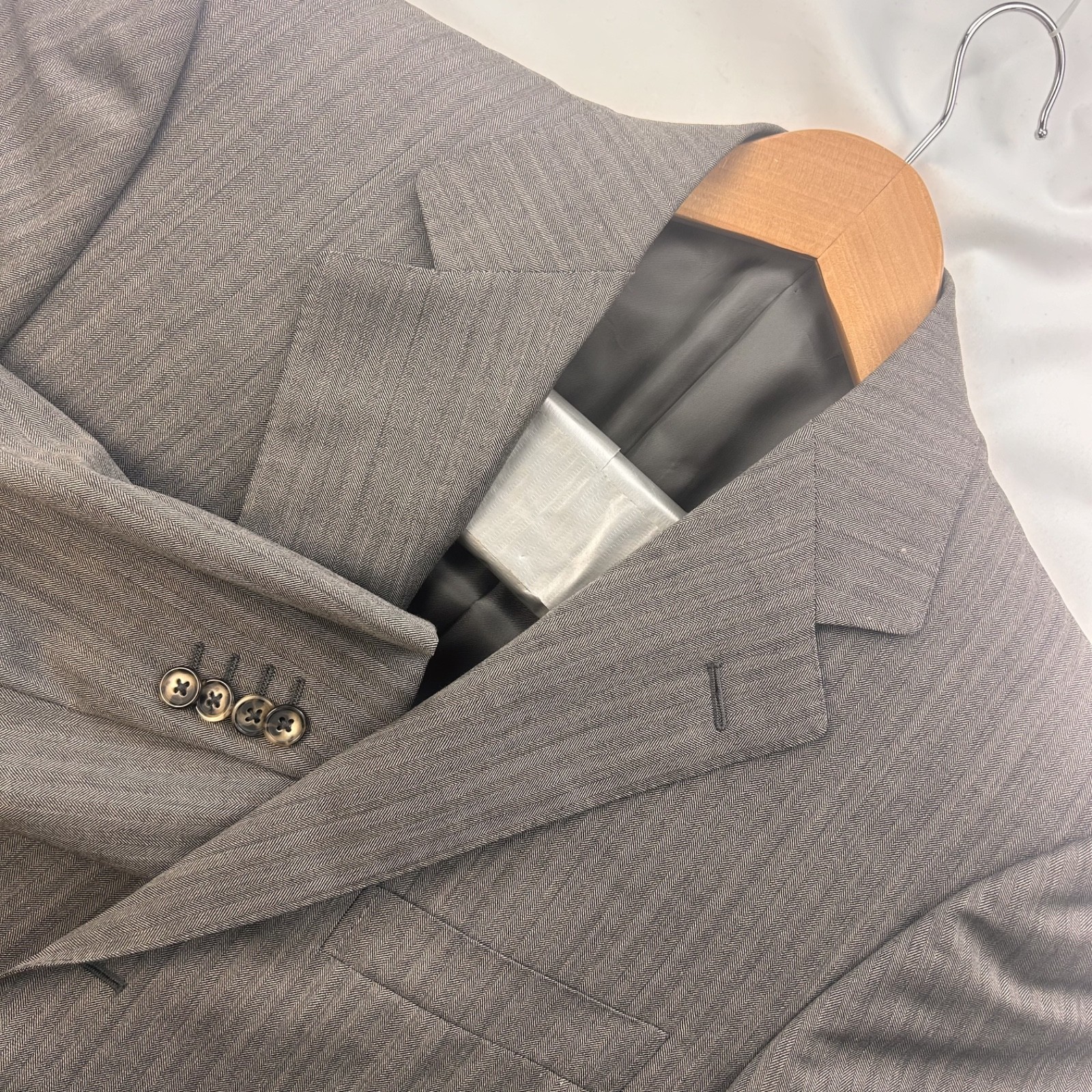 Ermenegildo Zegna Trofeo Men Grey Houndstooth Wool Three Button Blazer 50R NWT