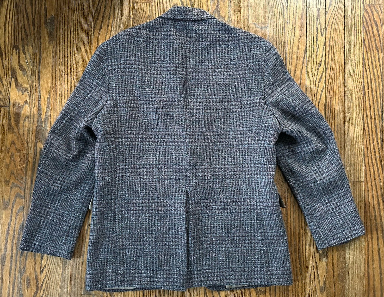 Vintage Hunting Horn Wool Tweed Sport Coat Mens Approx 40R USA Glen Plaid