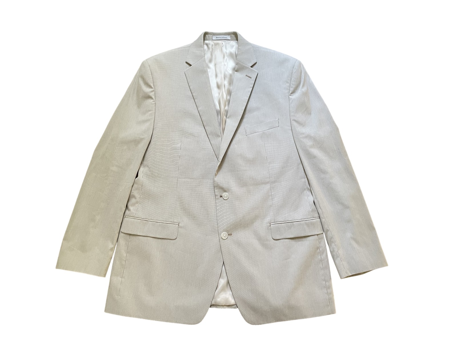 Lauren Ralph Lauren Blazer Mens 46 Long Ivory Seersucker Striped Macy’s Jacket