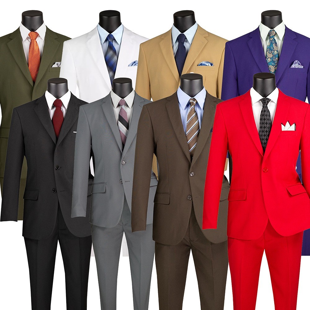 Vinci Men’s Regular Fit 2-Piece Solid Color Suit Purple
