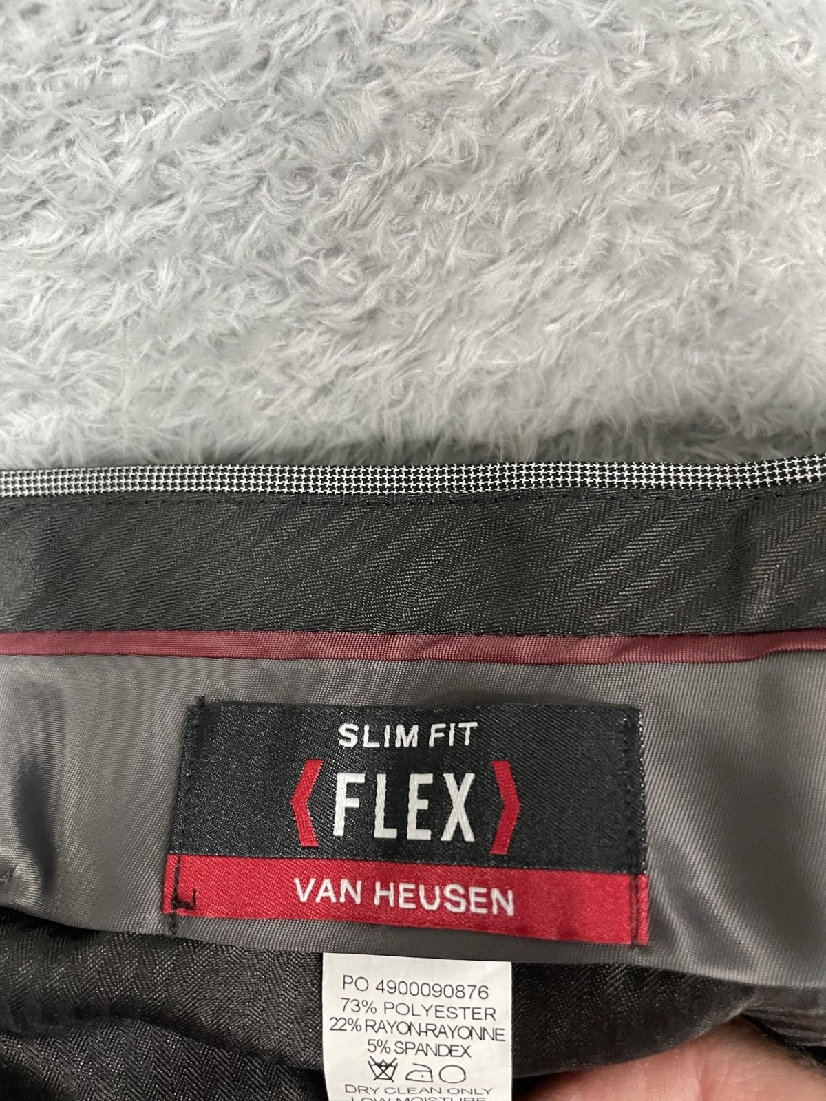 Van Heusen FLEX Dress Suit Pants Mens 34×32* Gray Check Slim Fit Stretch NWT