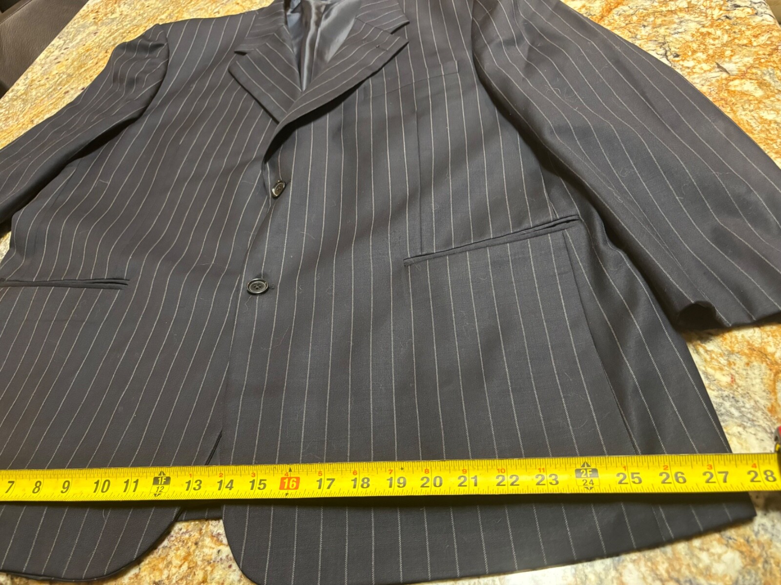 100% Merino Wool 50R Blue Striped Suit Jacket Sports Coat Business Office Formal