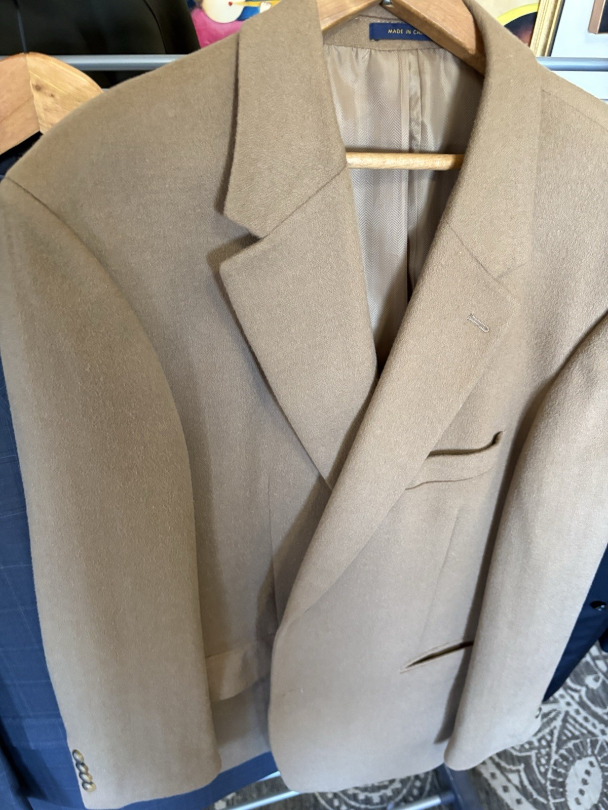 Michael Kors Men’s Beige 2-Piece Cashmere Silk Herringbone Suit 44R 36×30